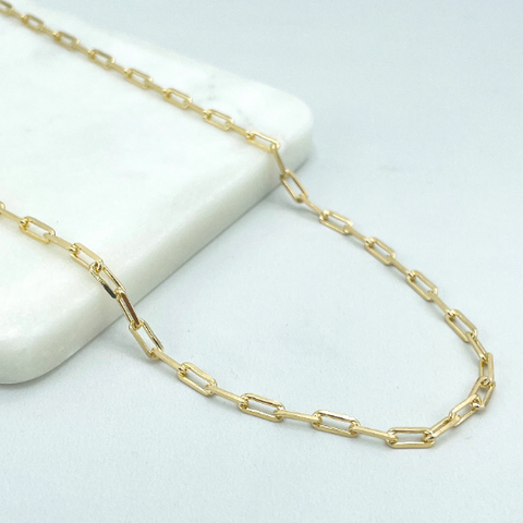 18k Gold Filled 3mm Paperclip Link Chain