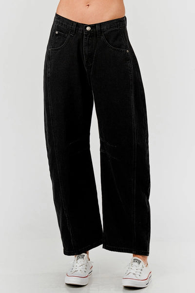 Relaxed Mid Rise Barrel Denim Jeans