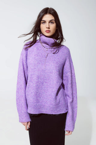 Purple Turtleneck Sweater