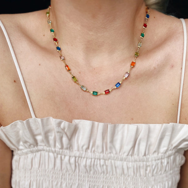 18K GOLD FILLED MULTICOLOUR NECKLACE