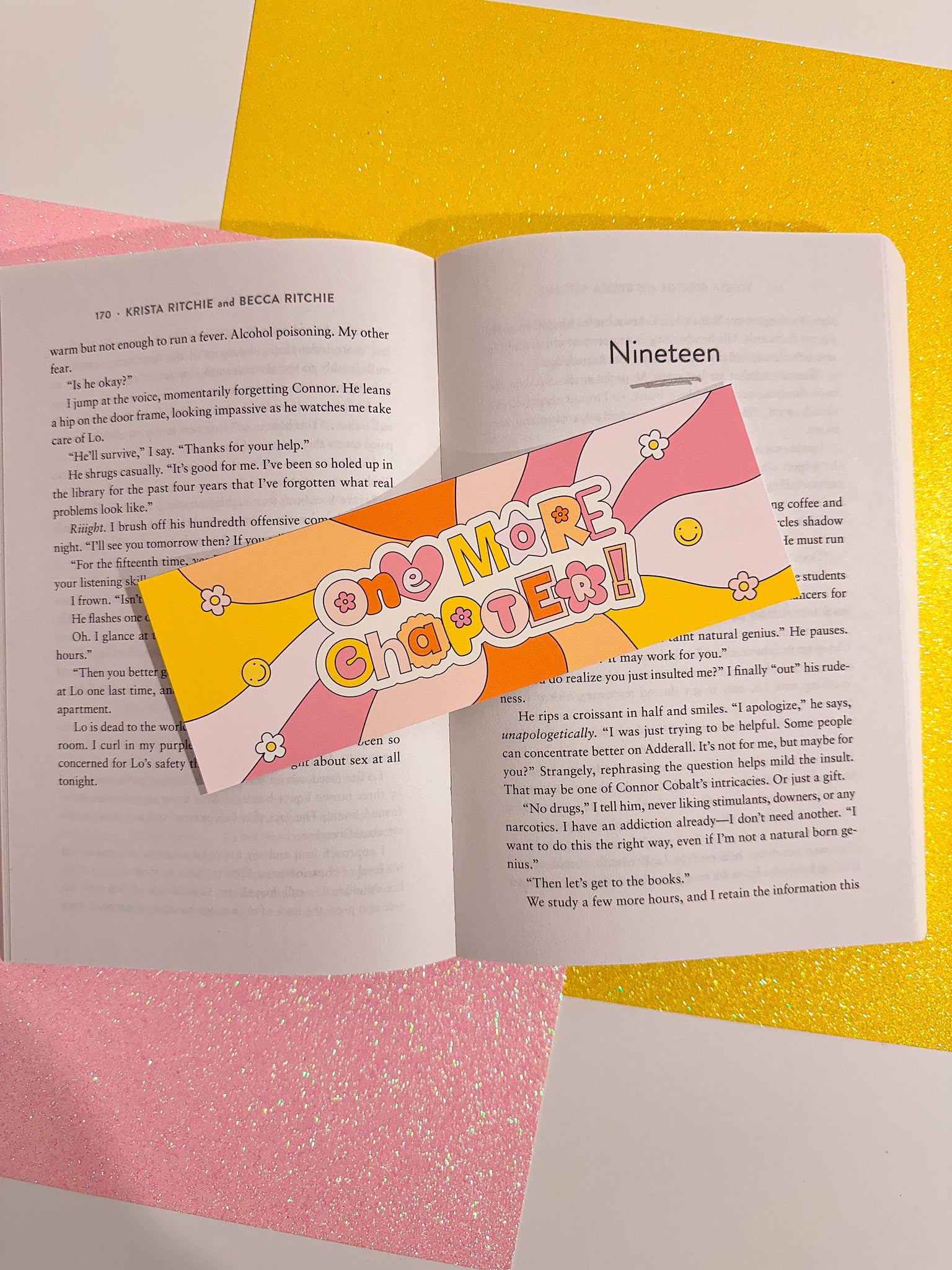 One More Chapter Glitter Bookmark