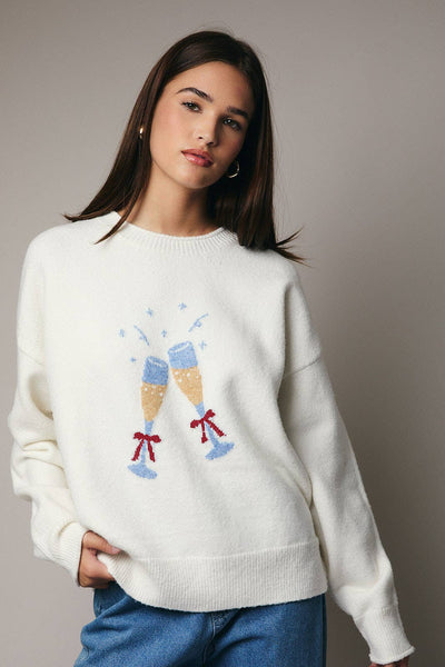 CHAMPAGNE GRAPHIC SWEATER