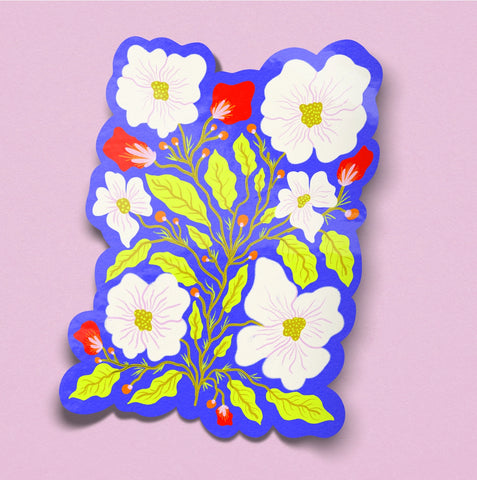 Electric Blue Blooms Sticker