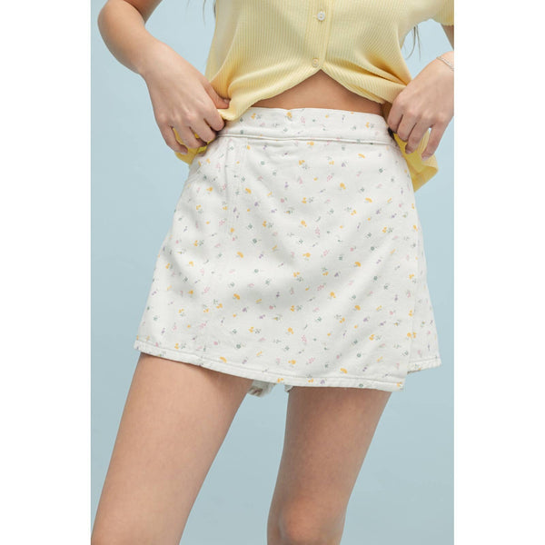FLORAL DENIM SKORT