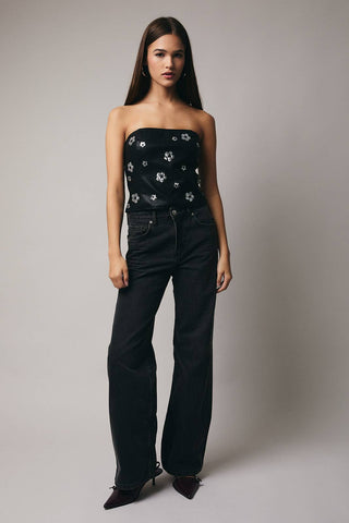 DAISY SEQUIN LEATHER TUBE TOP