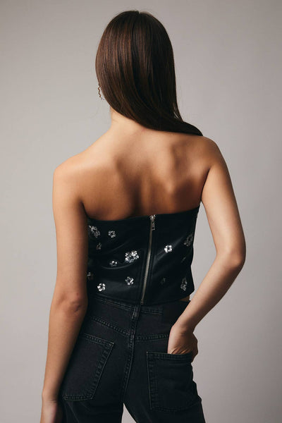 DAISY SEQUIN LEATHER TUBE TOP