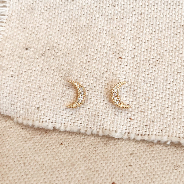 18k Gold Filled Crescent Moon Studs