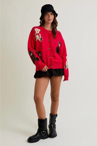 Teddy Bear Graphic Cardigan