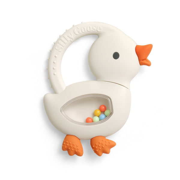 *NEW* Bitzy Shake™ - Silicone Teether with Rattle: Goose