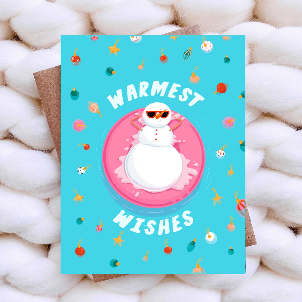 Warm Wishes Cute Snowman Holiday Card