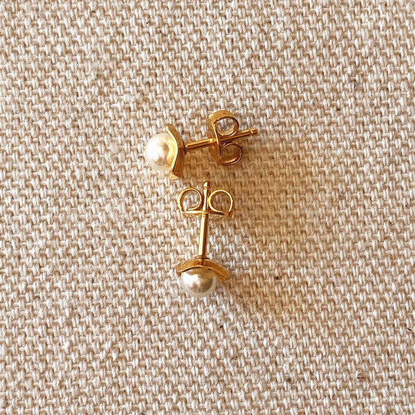 18k Gold Filled 4mm Pearl Stud