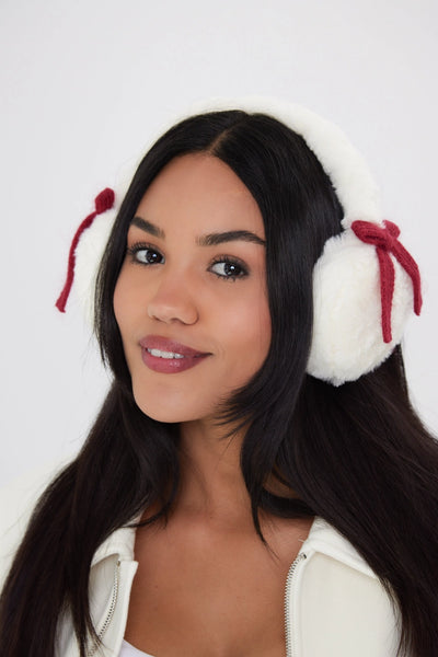 Fluffy Faux-Fur Earmuffs with Bows