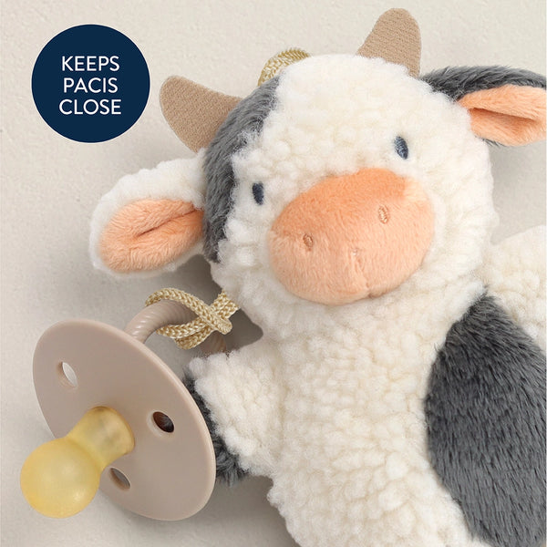 Bitzy Pal Natural Rubber Pacifier & Plush - Cow