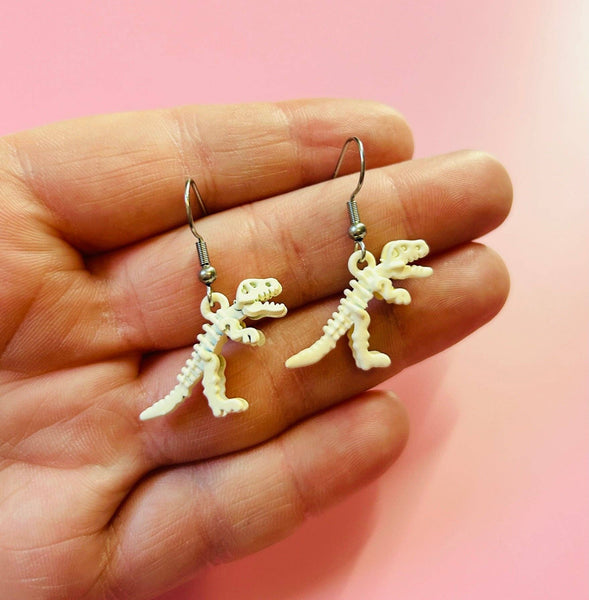 Skeleton Dinosaur Earrings 