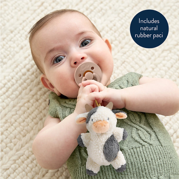 Bitzy Pal Natural Rubber Pacifier & Plush - Cow