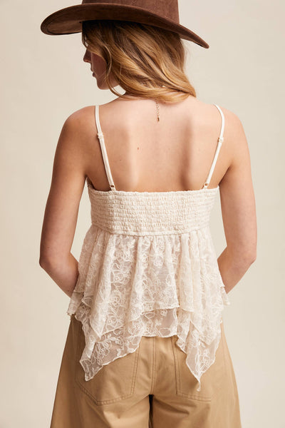 Lace Handkerchief Hem Cami Top
