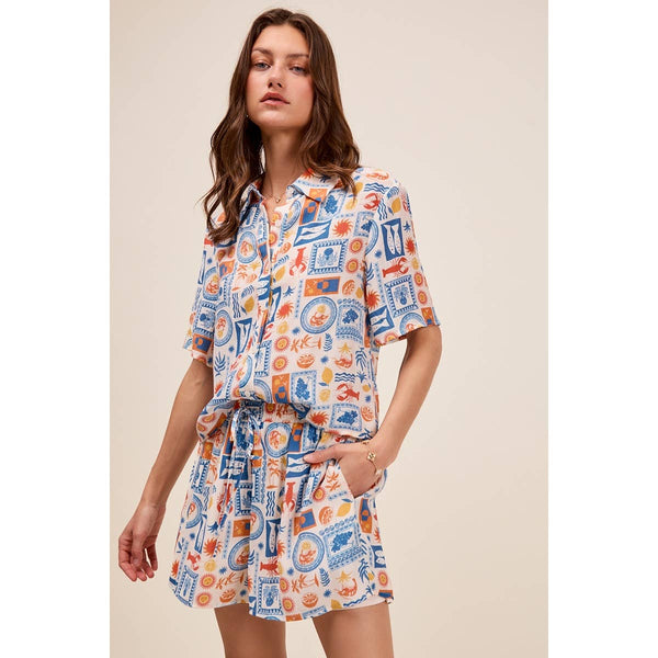 Tropical Shirt Top And Shorts Set
