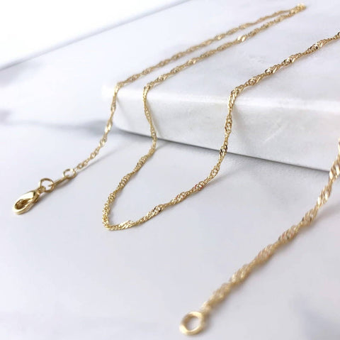 18k Gold Filled 1mm Singapore Chain: 16 inches