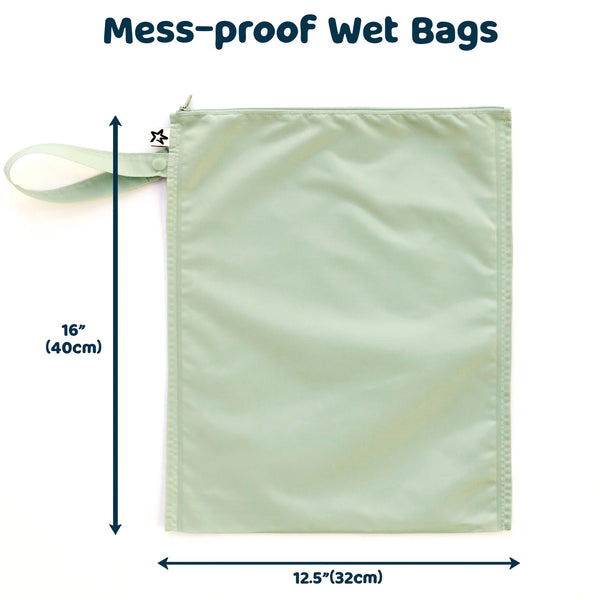 Mess-proof Wet Bags 2 Pack - Black, Sage Checkers