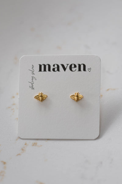 'Bee' Stud Earrings (Sterling Silver & Gold Vermeil)