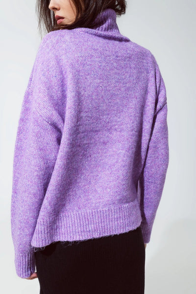 Purple Turtleneck Sweater