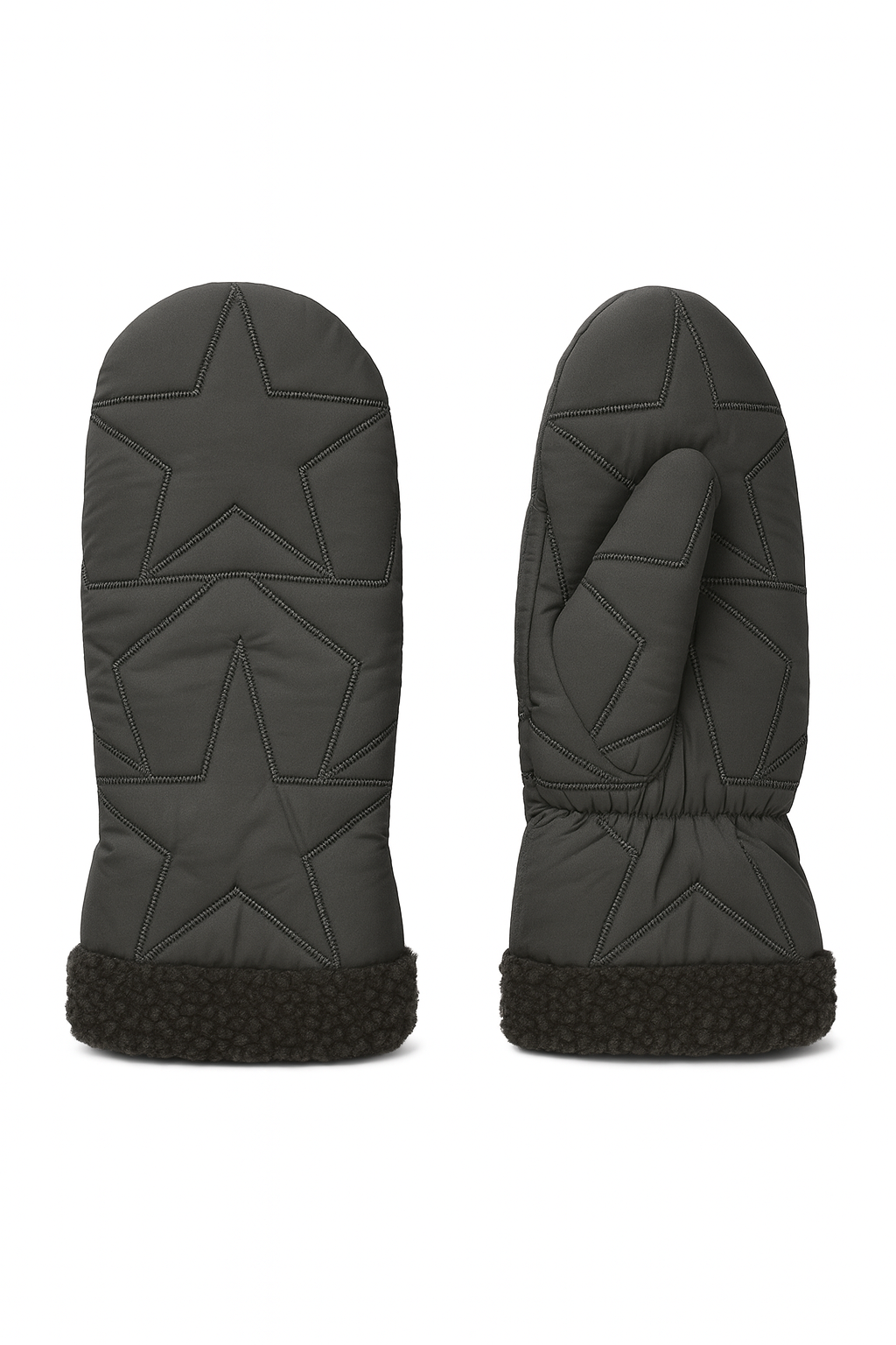 Ladies Star Pattern Mitten With Sherpa Cuff