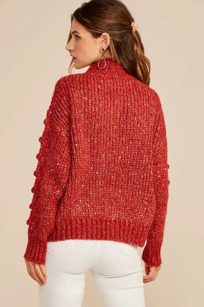 CRANBERRY CABLE KNIT SWEATER