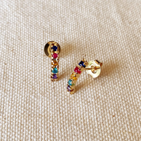 18K GOLD FILLED CURVED MULTICOLOUR EARRINGS