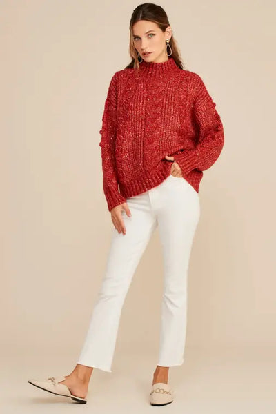 CRANBERRY CABLE KNIT SWEATER (LAST ONE)