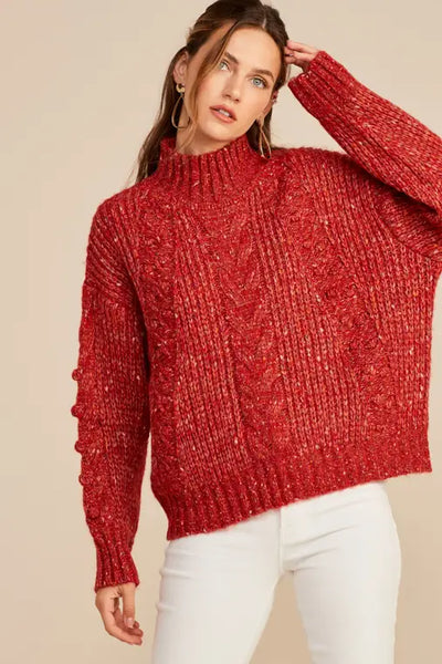 CRANBERRY CABLE KNIT SWEATER (LAST ONE)