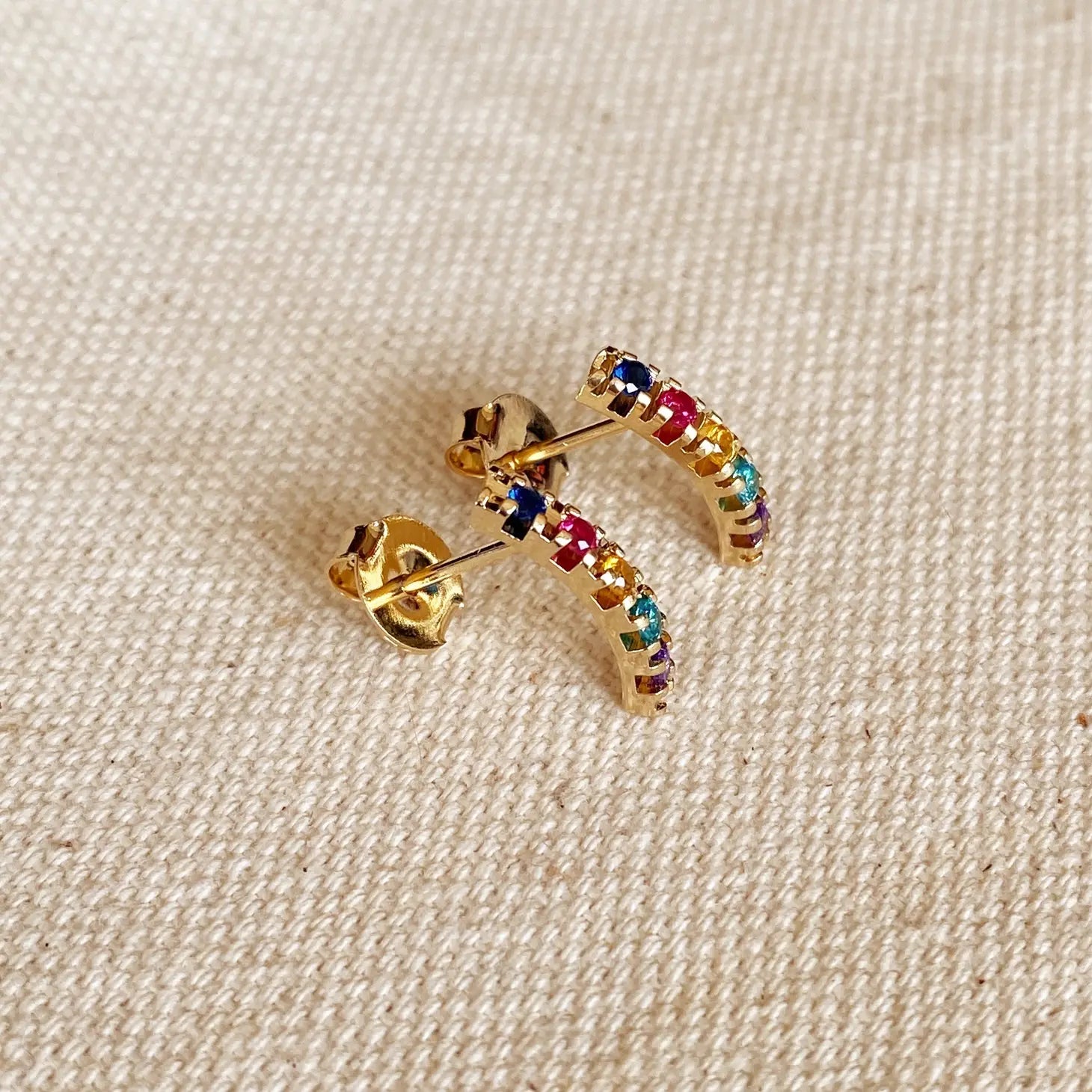 18K GOLD FILLED CURVED MULTICOLOUR EARRINGS